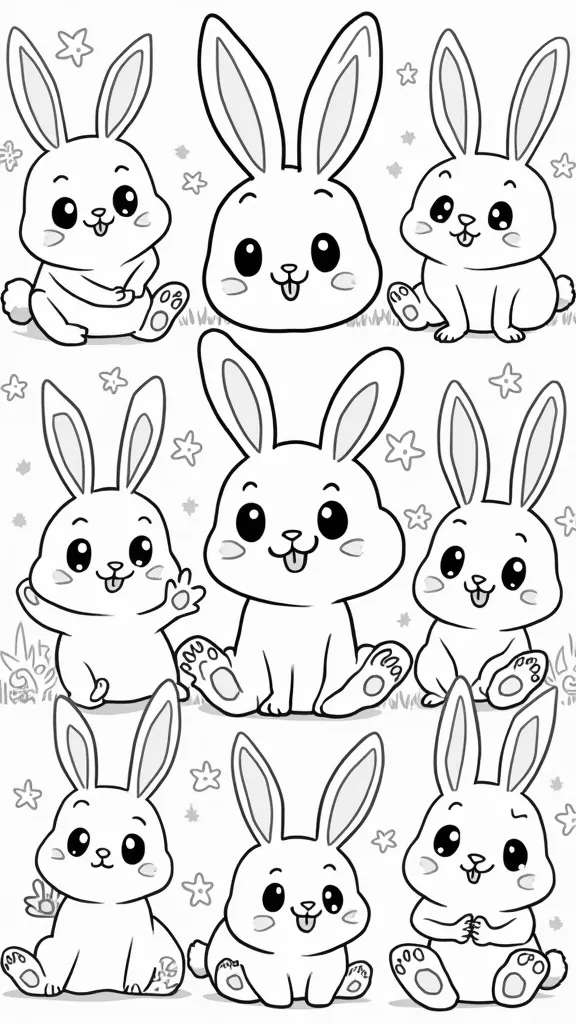 cute kawaii bunny coloring pages